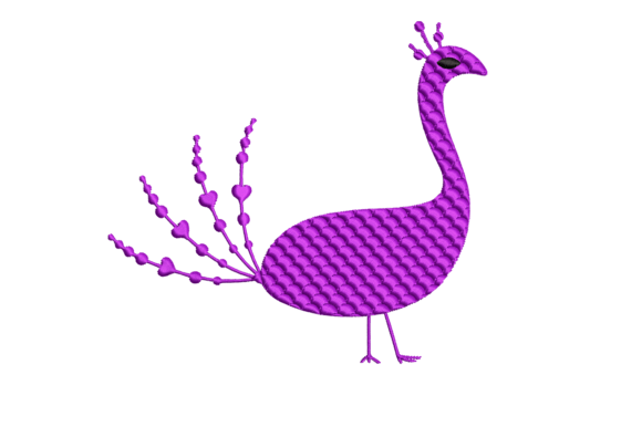 Peacock Silhouette Embroidery Design