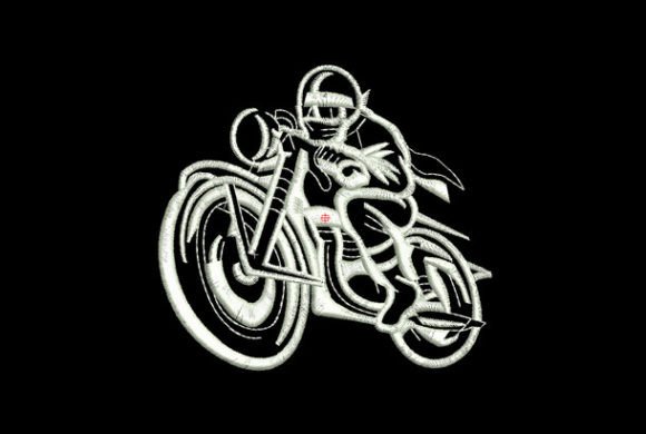 Racing Motorcycle Embroidery Design